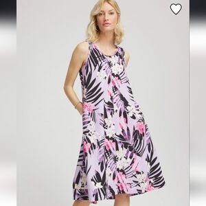 Chico's Zenergy Floral Palms Lightweight Midi Dress Size Large/12